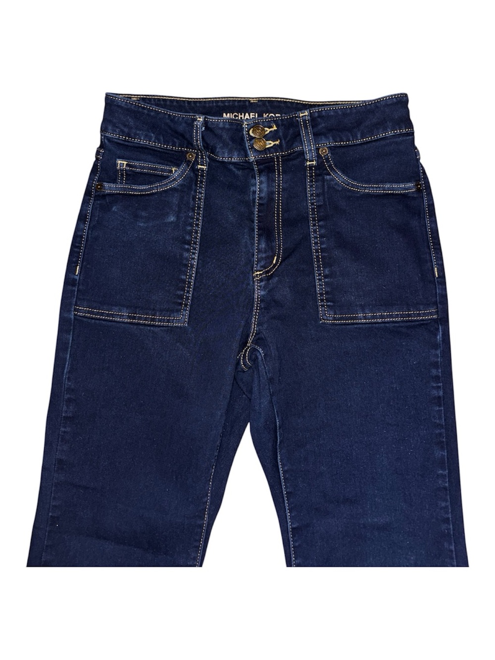 Michael Kors Navy Flare Wide-Leg Jeans - Picture 3 of 7
